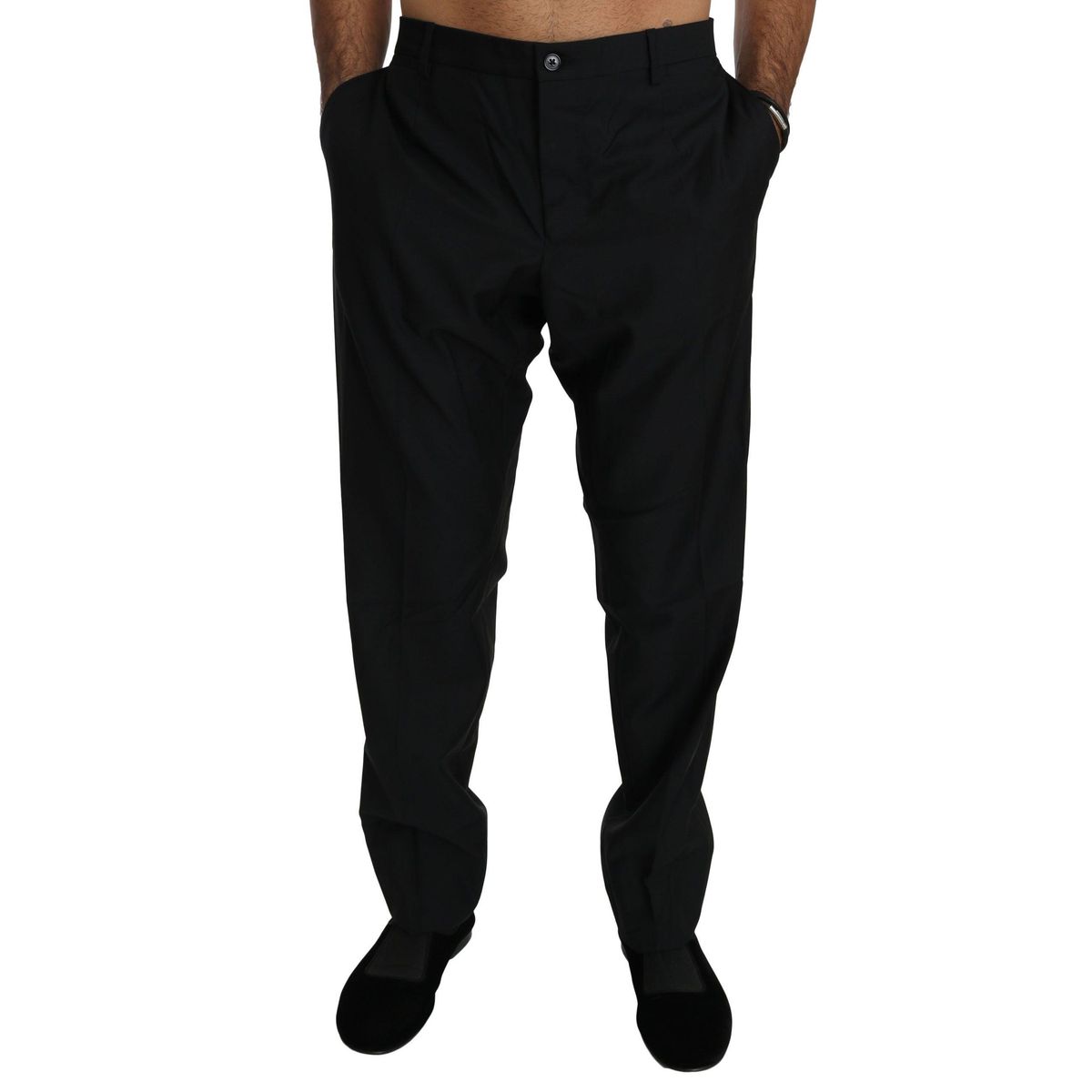 Dolce & Gabbana Elegant Black Virgin Wool Dress Pants