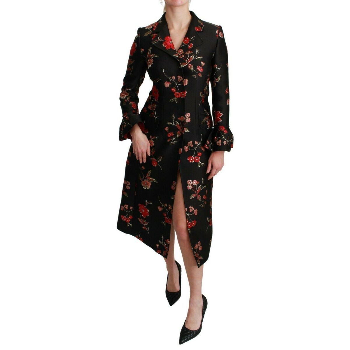 Dolce & Gabbana Elegant Floral Embroidered Trench Coat