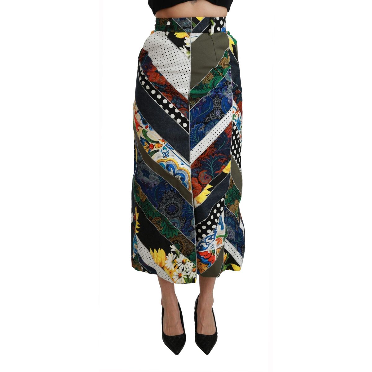 Dolce & Gabbana Elegant Geometric Print High-Waist Skirt