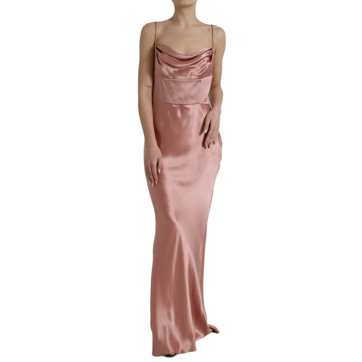 Dolce & Gabbana Elegant Long Silk Gown in Pink