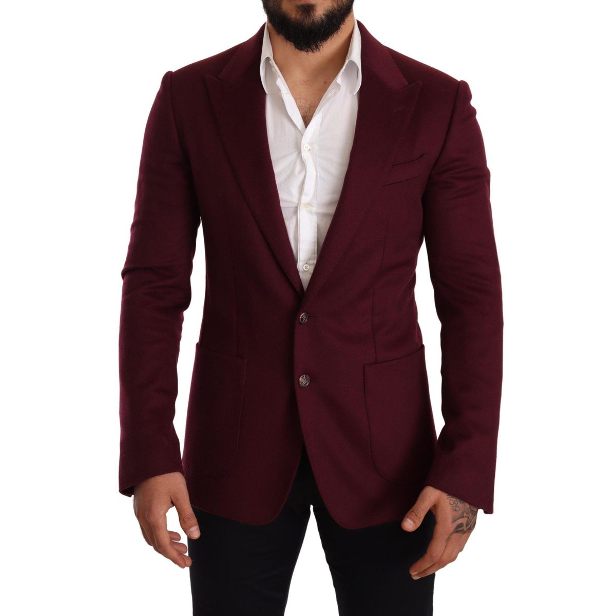 Dolce & Gabbana Elegant Maroon Bordeaux Cashmere Blazer