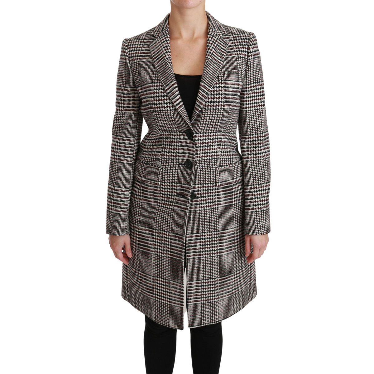 Dolce & Gabbana Elegant Multicolor Checked Knee-Length Jacket Coat