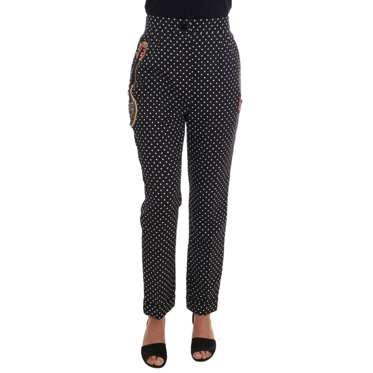 Dolce & Gabbana Elegant Polka Dot Embellished Trousers