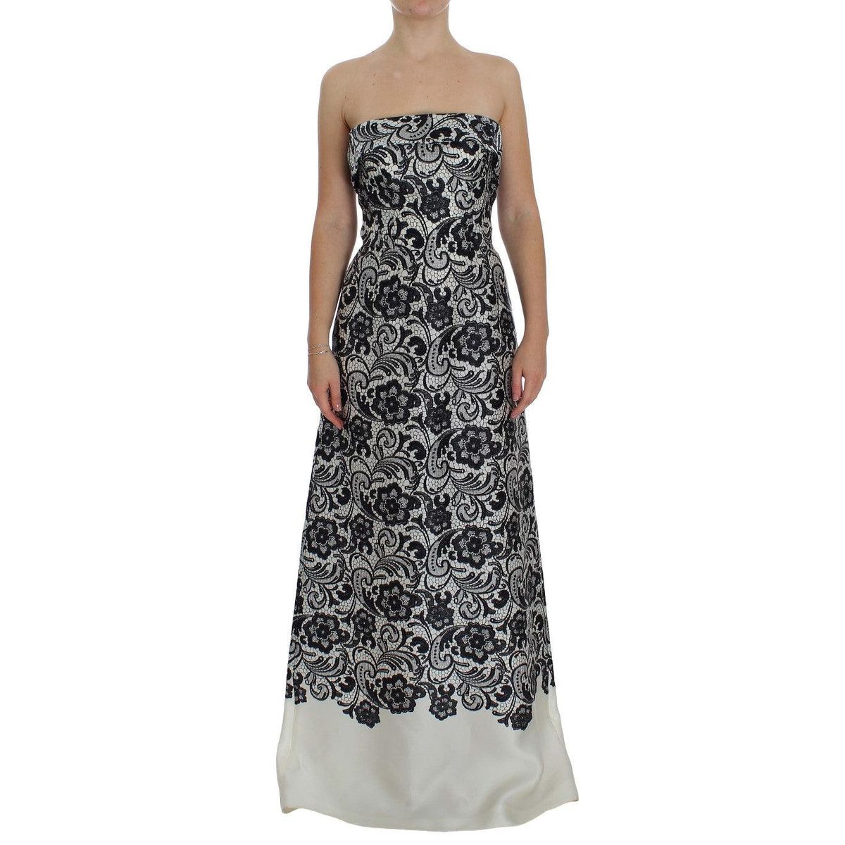 Dolce & Gabbana Elegant Silk Lace Corset Maxi Dress