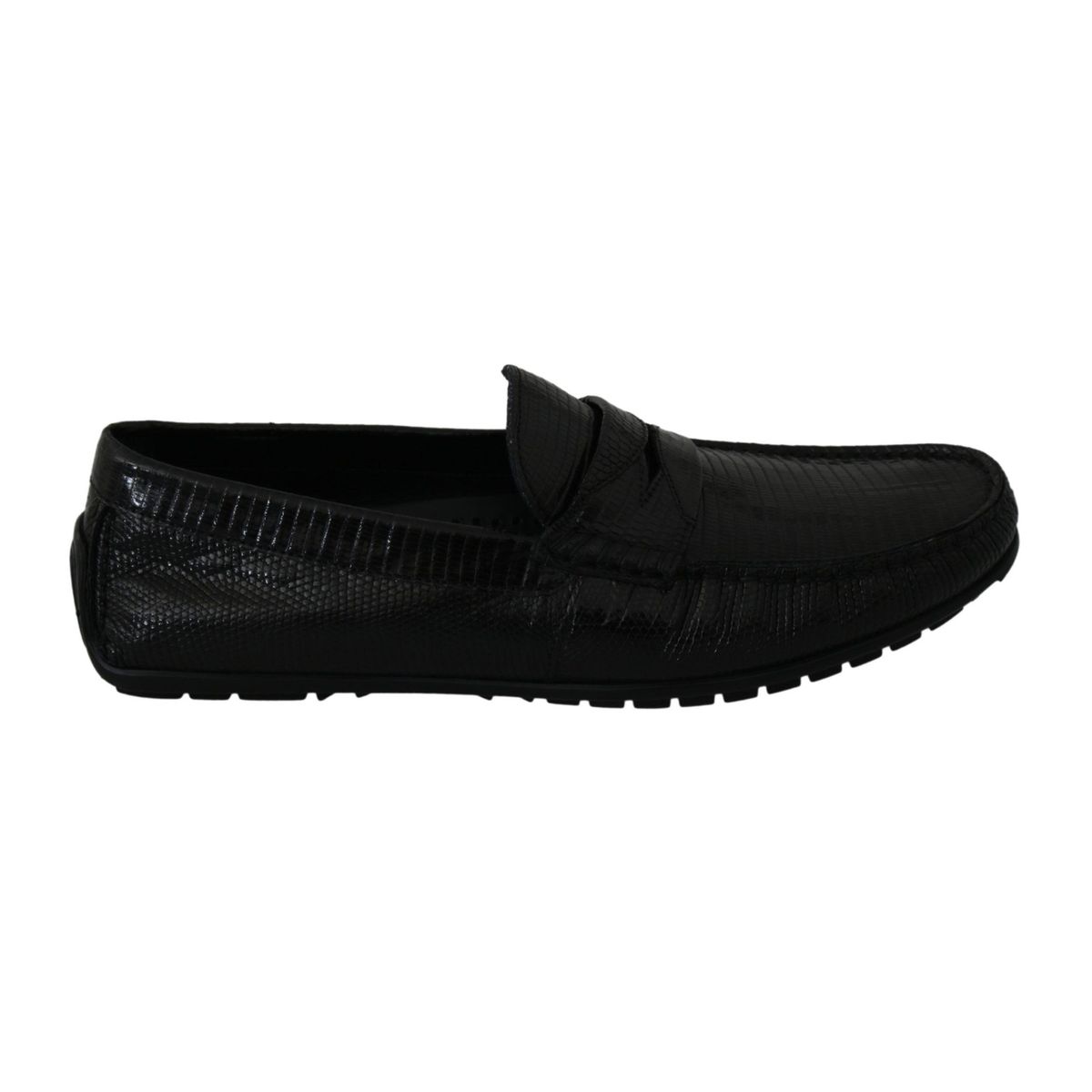 Dolce & Gabbana Exquisite Black Lizard Leather Loafers