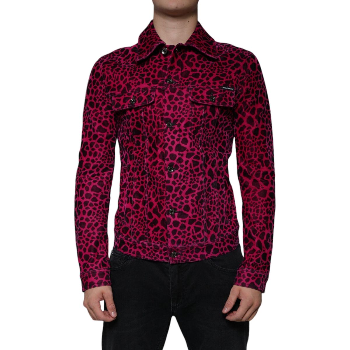 Dolce & Gabbana Fuchsia Leopard Button Down Collared Jacket