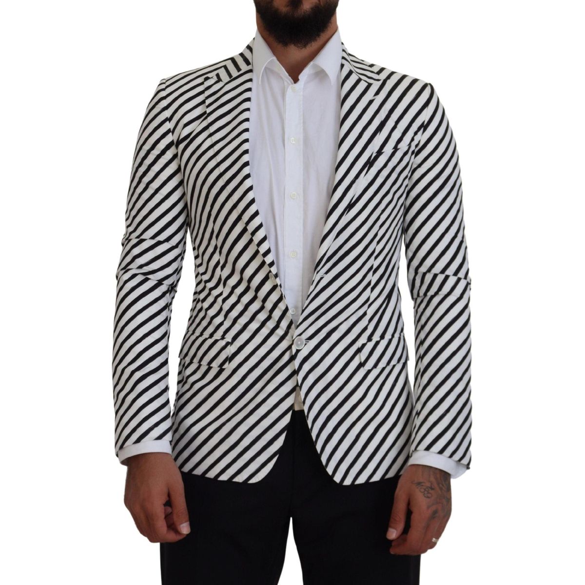 Dolce & Gabbana Hvid Sort Slim Fit Blazer