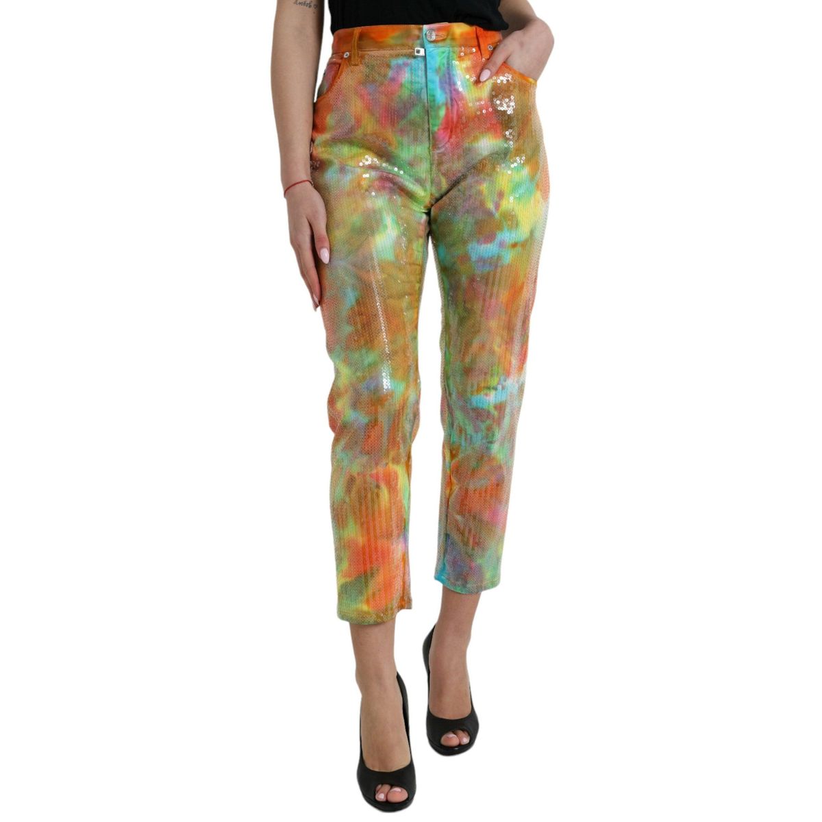 Dolce & Gabbana Multicolor High Waist Cropped Pants