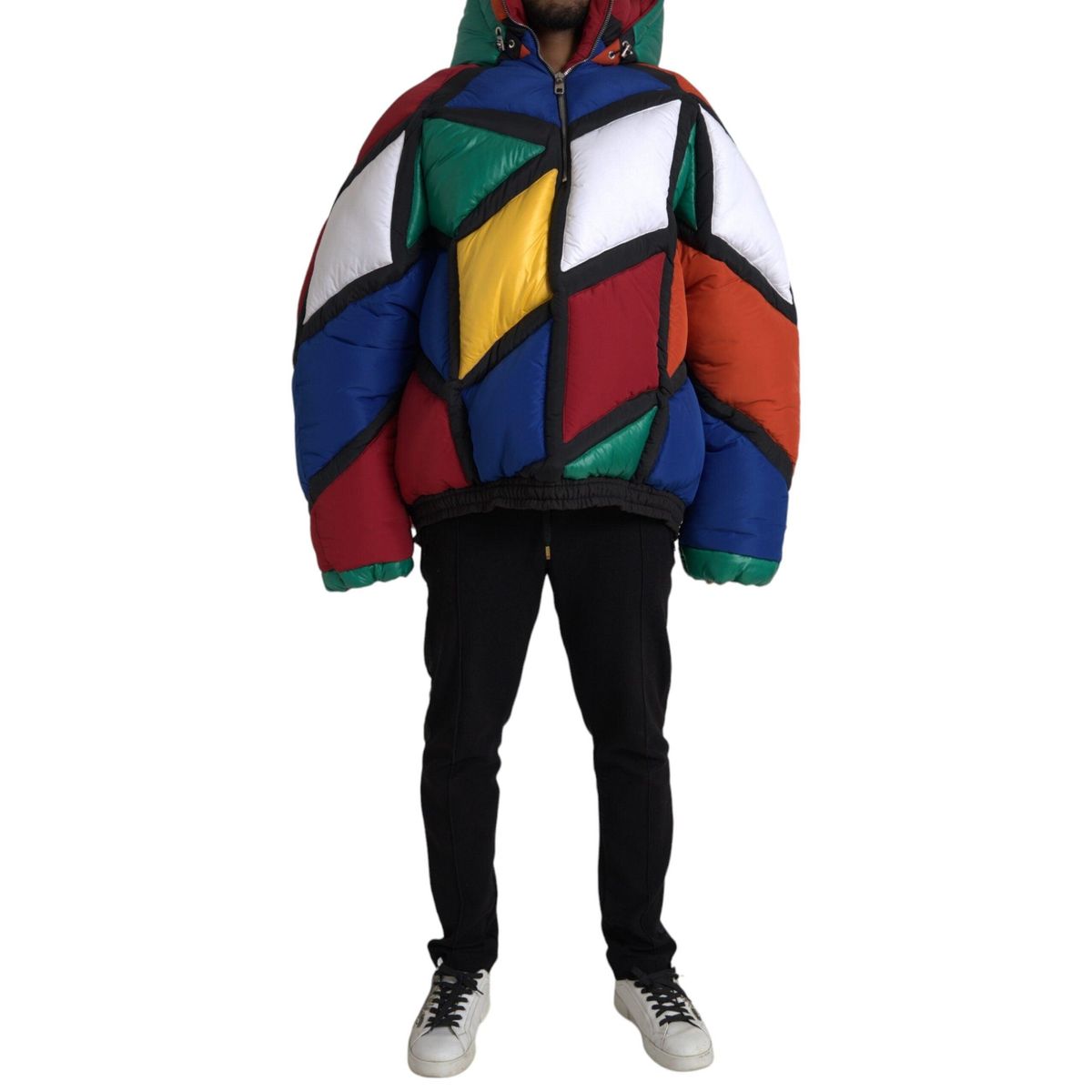 Dolce & Gabbana Multicolor Quilted Hooded Puffer Jacket