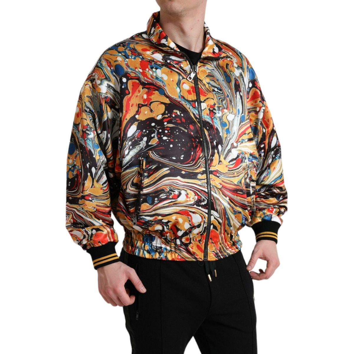 Dolce & Gabbana Multifarve Abstract Polyester Bomber Jakke & Frakke