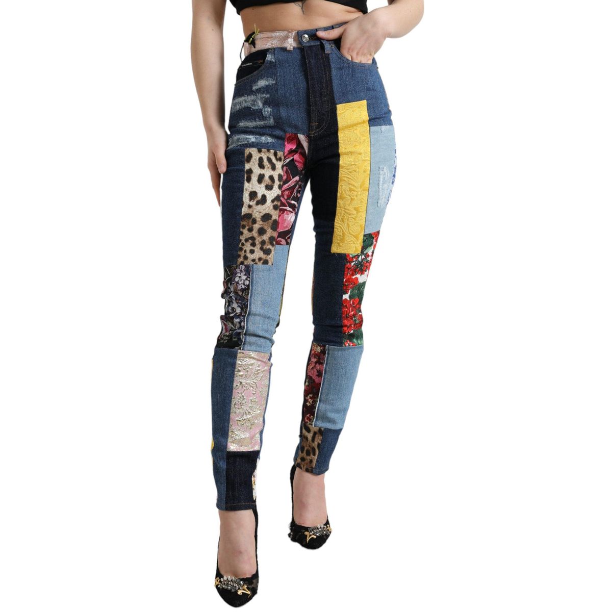 Dolce & Gabbana Multifarve Patchwork GRACE Skinny Denim Jeans