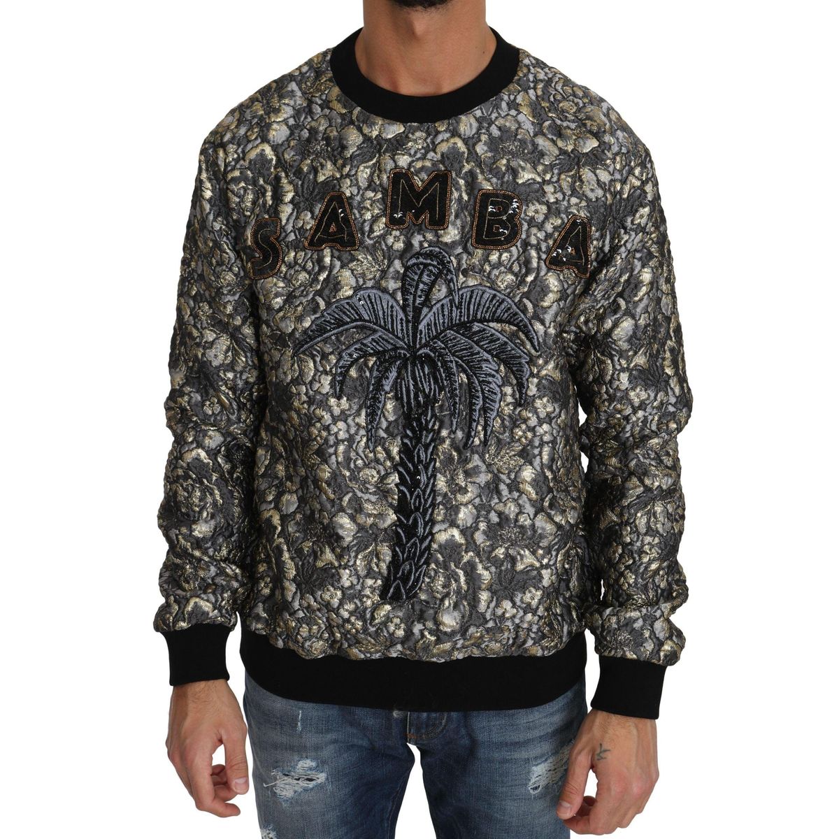 Dolce & Gabbana Samba Jacquard Palm Crewneck Sweater