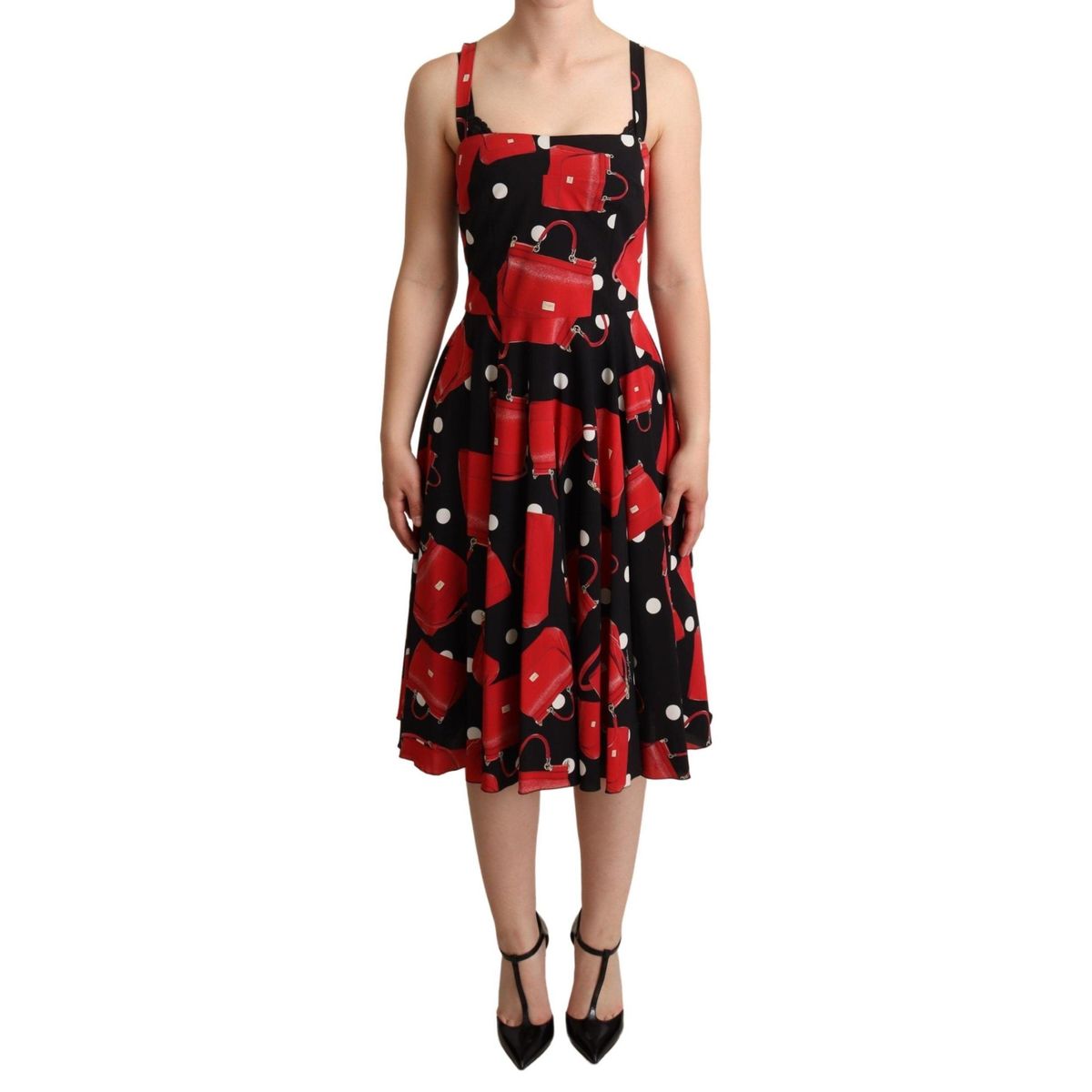 Dolce & Gabbana Sicilian Bag Print Sleeveless Midi Dress