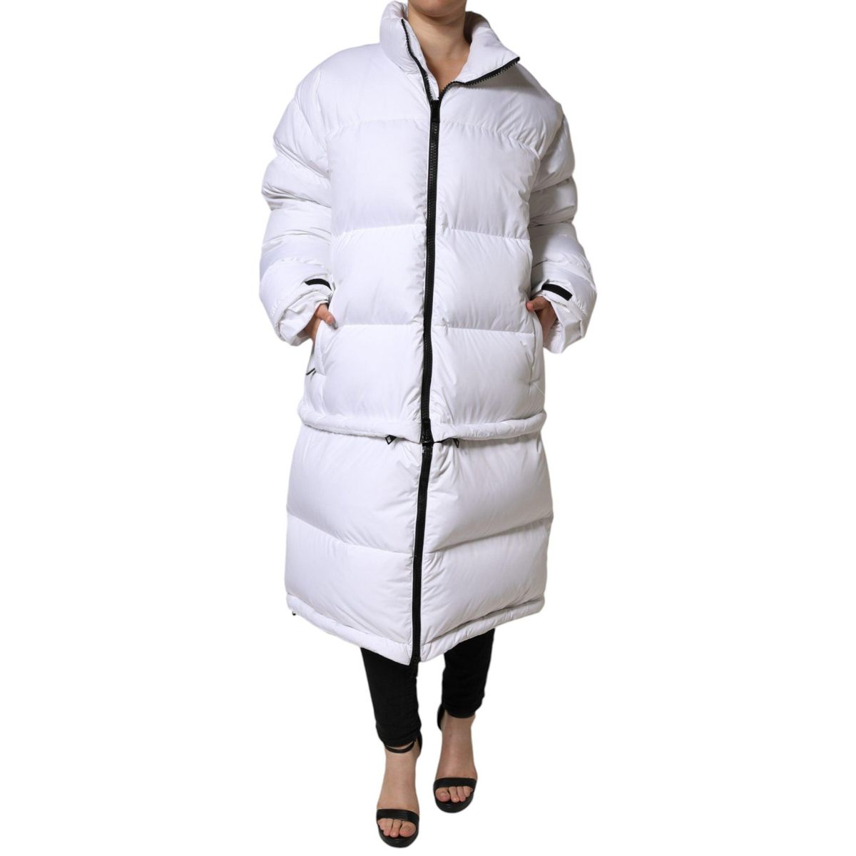 Dolce & Gabbana White Puffer Quilted Full Zip Coat Jacket