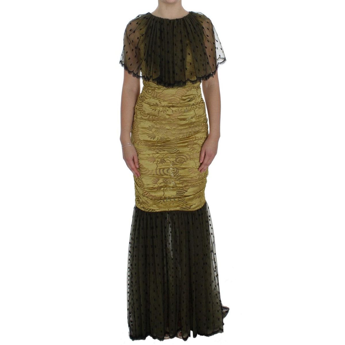 Dolce & Gabbana Yellow Floral Lace Sheath Dress