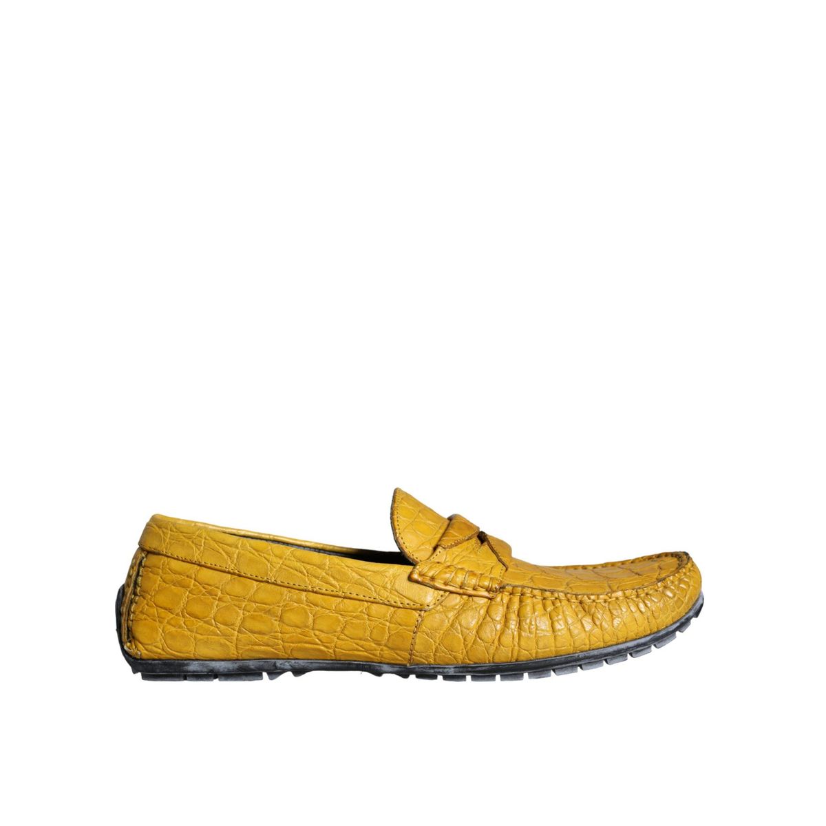 Dolce & Gabbana Yellow Leather Slip Mocassin Loafers Sko