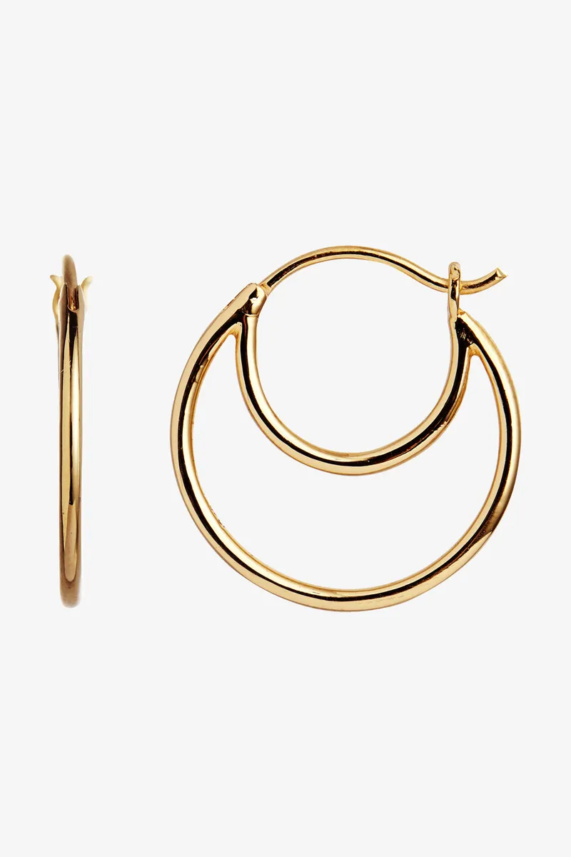 Double Creol Earring - Gold - Stine A - Guld One Size