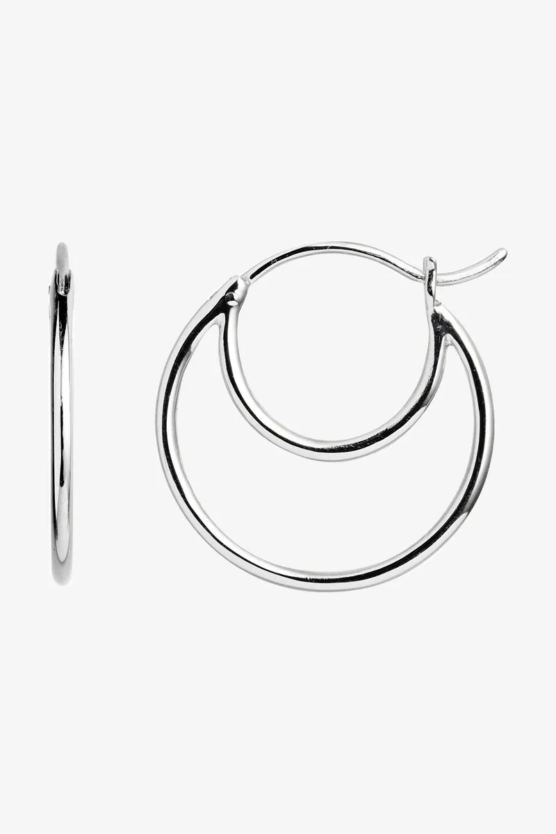 Double Creol Earring - Silver - Stine A - Sølv One Size