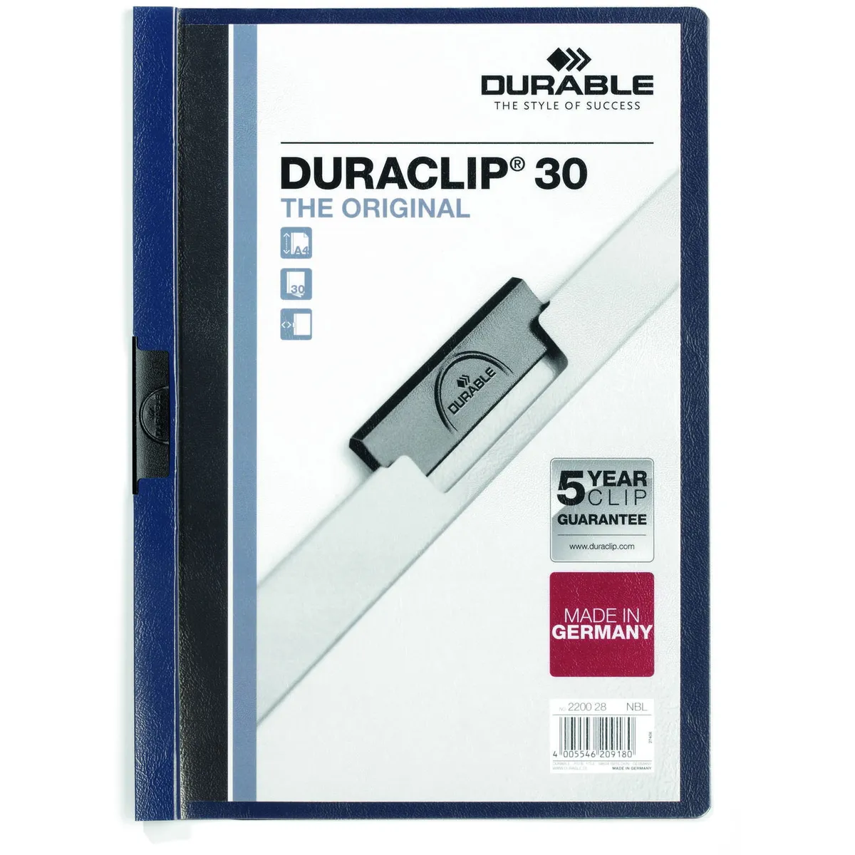 Durable Duraclip A4 klemmemappe 30ark blå