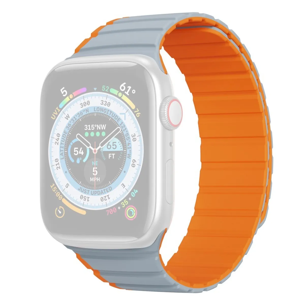 Dux Ducis LD Series - Apple Watch 9/8/7/6/5/4/3/2/1/SE - 41/40/38mm - Magnetisk silikone urrem - Grå/Orange