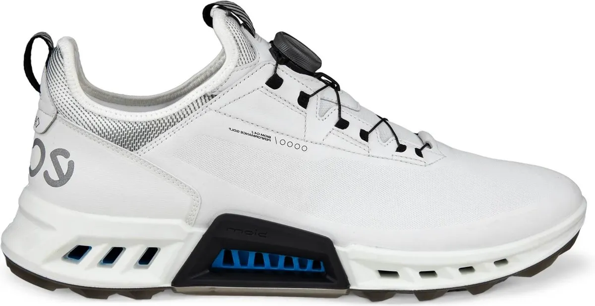 Ecco Biom C4 BOA Vandtætte Herre Golfsko Uden Spikes - White/Black - Str. 39 Normal