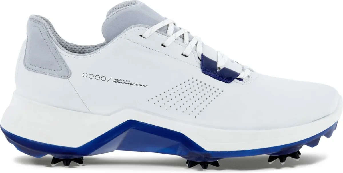 Ecco Biom G5 Vandtætte Herre Golfsko Med Spikes - White/Blue Depths - Str. 40 Normal