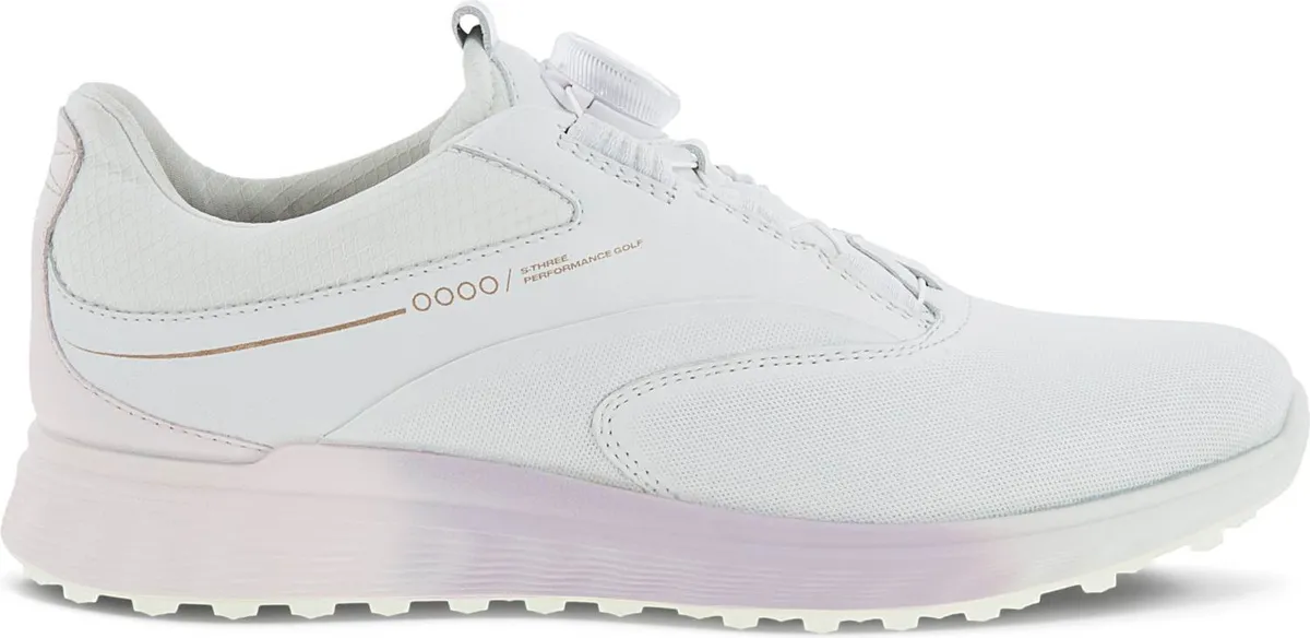 Ecco S-Three (2023) BOA Vandtætte Dame Golfsko Uden Spikes - White/Delicacy/White - Str. 36 Normal