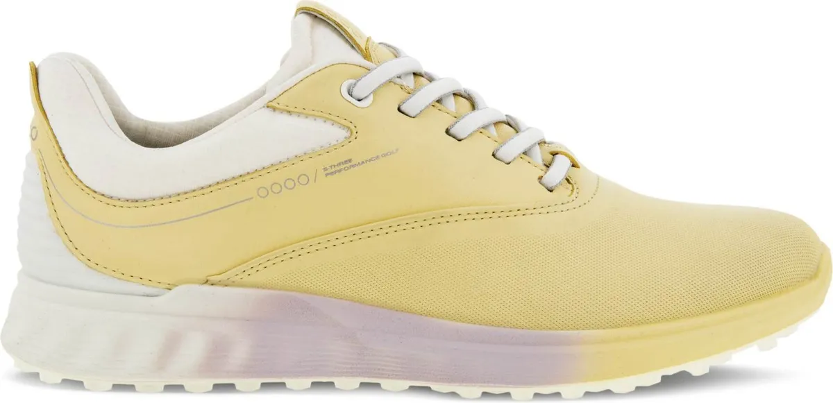 Ecco S-Three (2023) Vandtætte Dame Golfsko Uden Spikes - Straw/White/Bright White - Str. 36 Normal