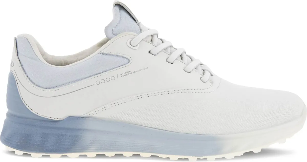 Ecco S-Three (2023) Vandtætte Dame Golfsko Uden Spikes - White/Dusty Blue/Air - Str. 36 Normal