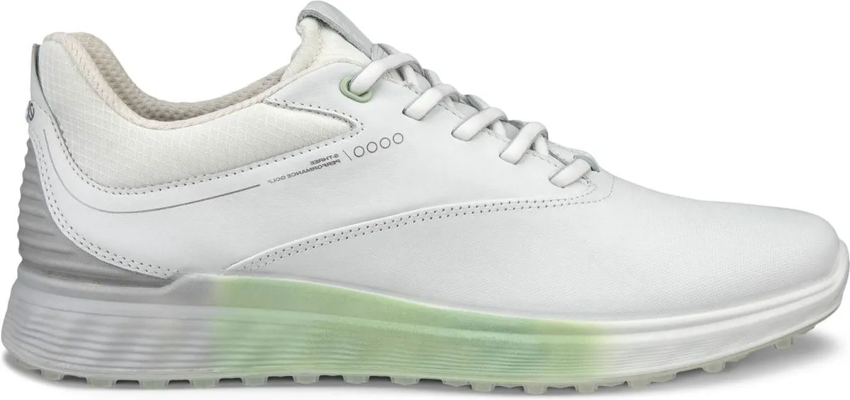 Ecco S-Three (2023) Vandtætte Dame Golfsko Uden Spikes - White/Matcha - Str. 36 Normal