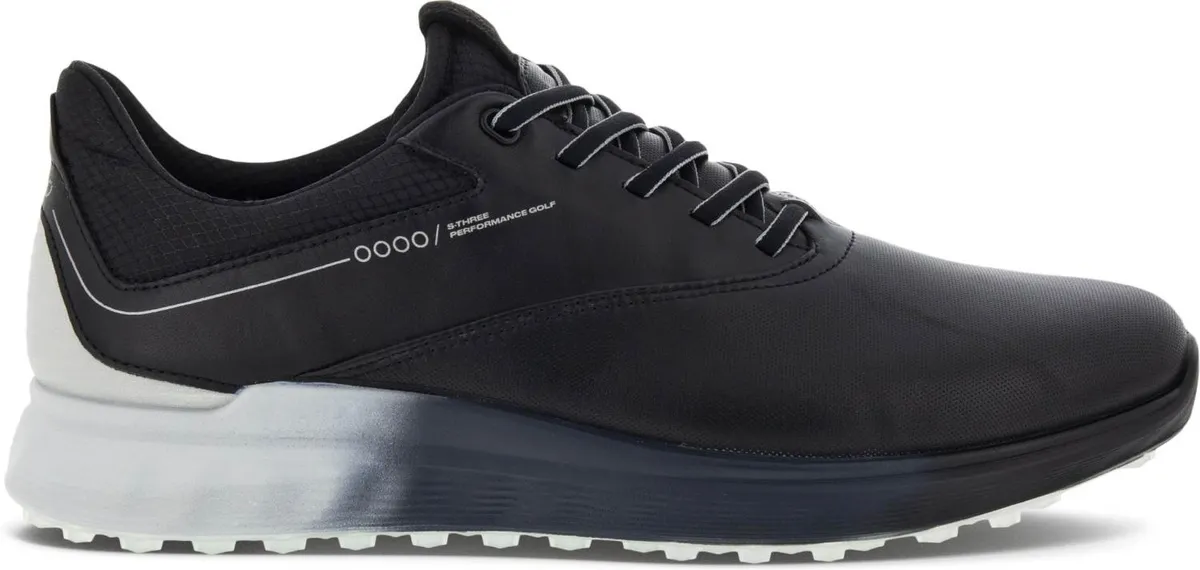 Ecco S-Three (2023) Vandtætte Herre Golfsko Uden Spikes - Black/Concrete/Black - Str. 39 Normal