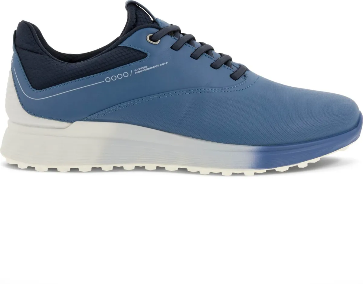 Ecco S-Three (2023) Vandtætte Herre Golfsko Uden Spikes - Retro Blue/White/Marine - Str. 41 Normal