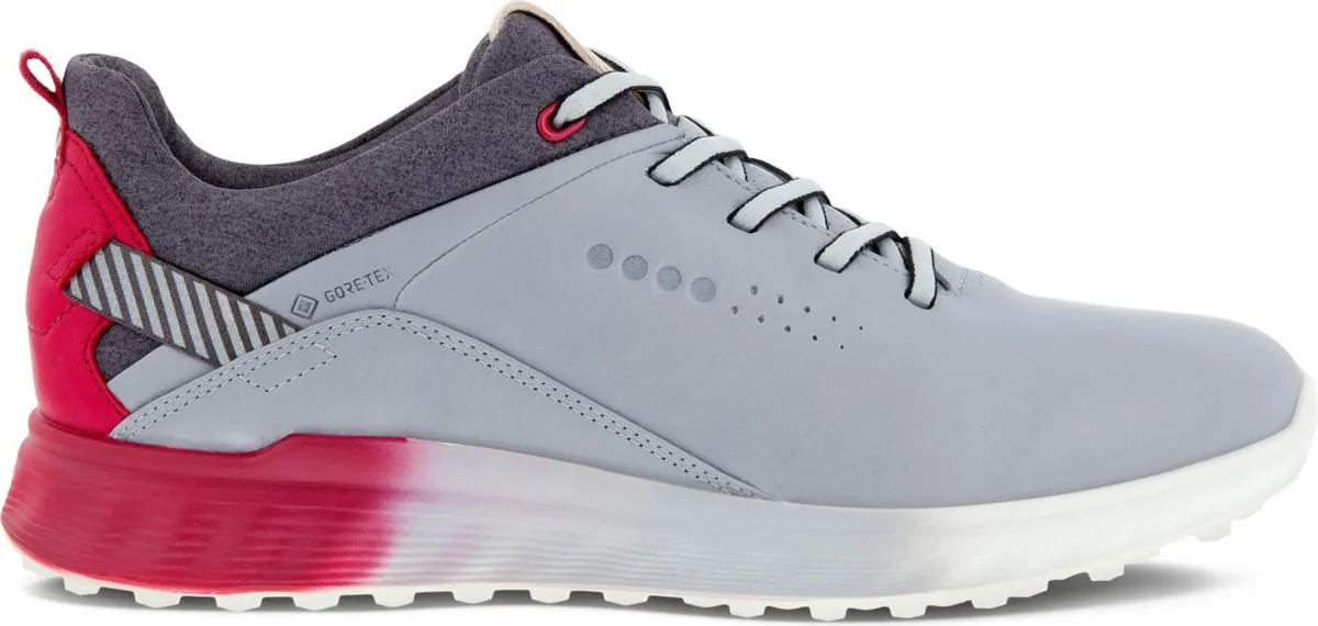 Ecco S-Three Vandtætte Dame Golfsko Uden Spikes - Silver Grey/Dahlia - Str. 38 Normal