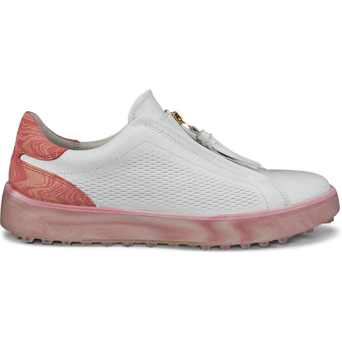 Ecco Tray Dame Golfsko Uden Spikes - Bright White/Bubble Gum - Str. 37 Normal