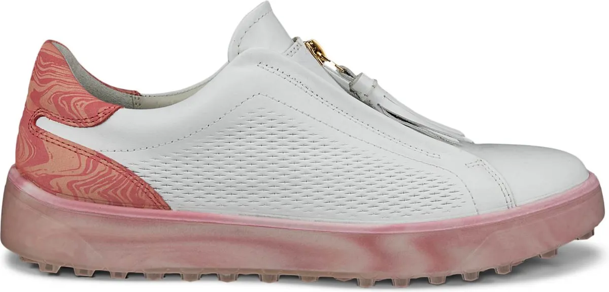 Ecco Tray Dame Golfsko Uden Spikes - Bright White/Bubble Gum - Str. 38 Normal