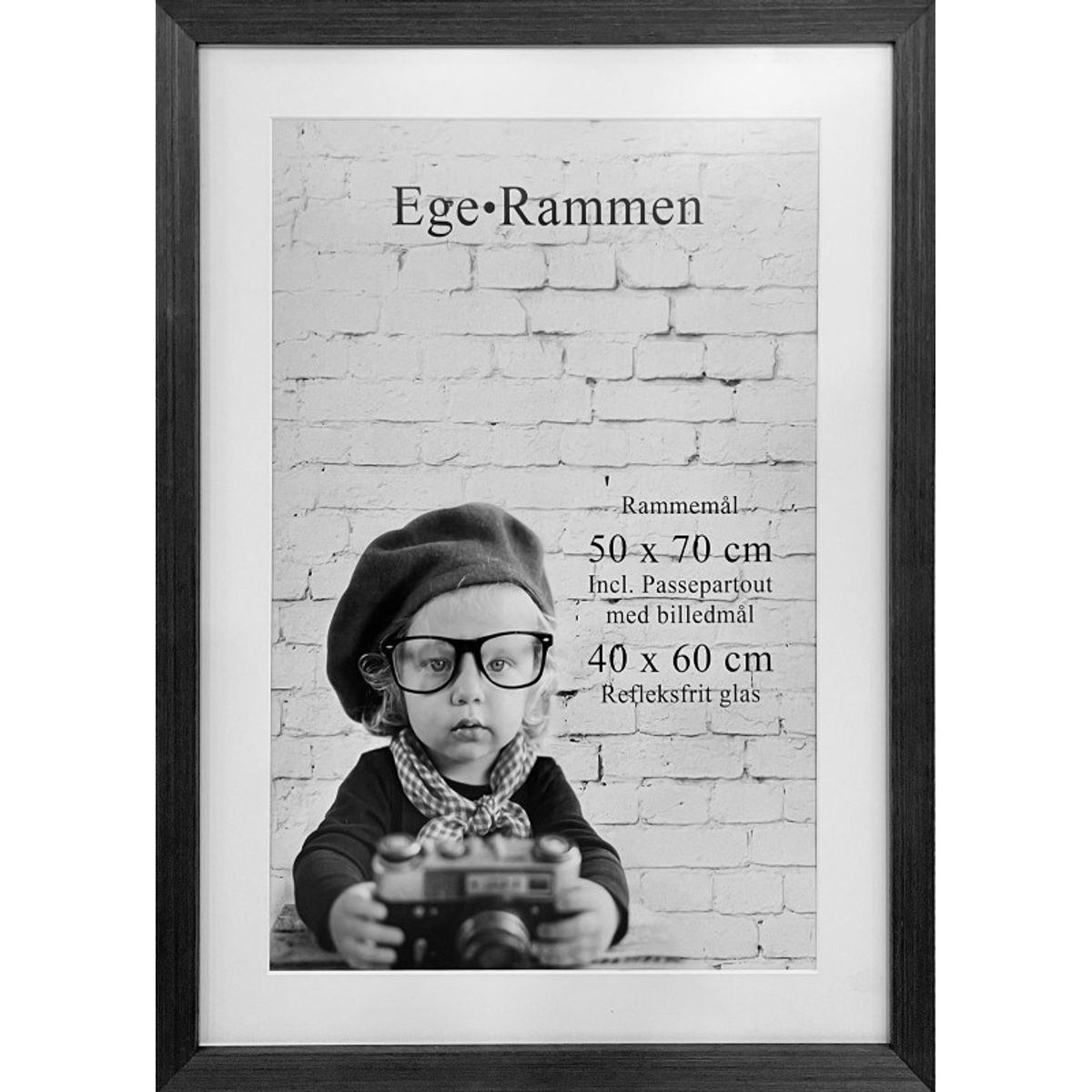 Ege Rammen Sort 50 x 70 - Incl Passepartout til 40x60