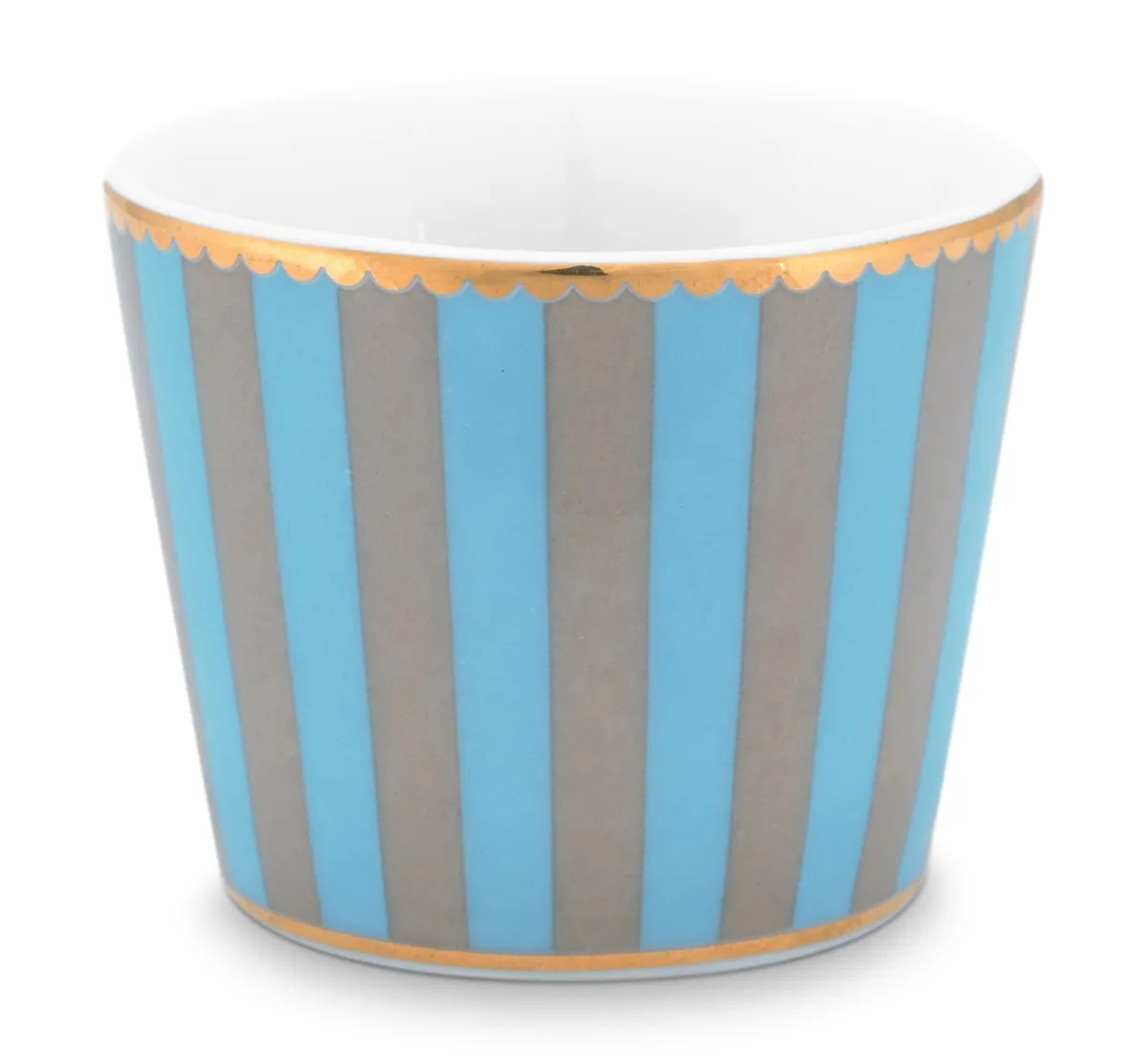 Egg Cup Love Birds Stripes Blue-Khaki