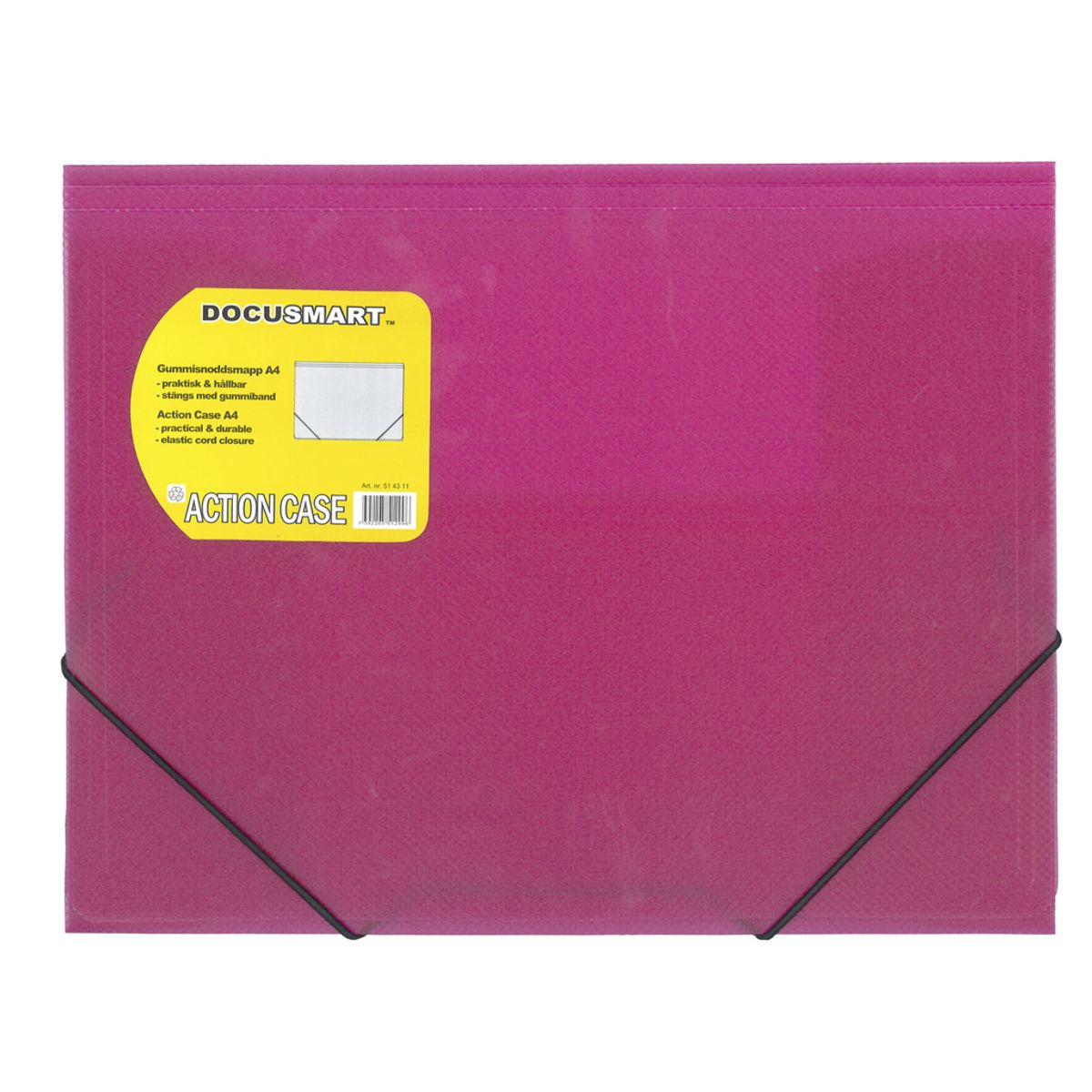 Elastikmappe A4 Plast Pink m/3 Klapper