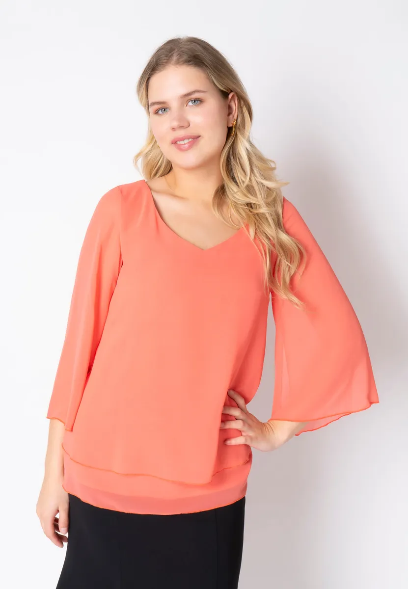 Elcamma - Coral Red - Bluse - 36