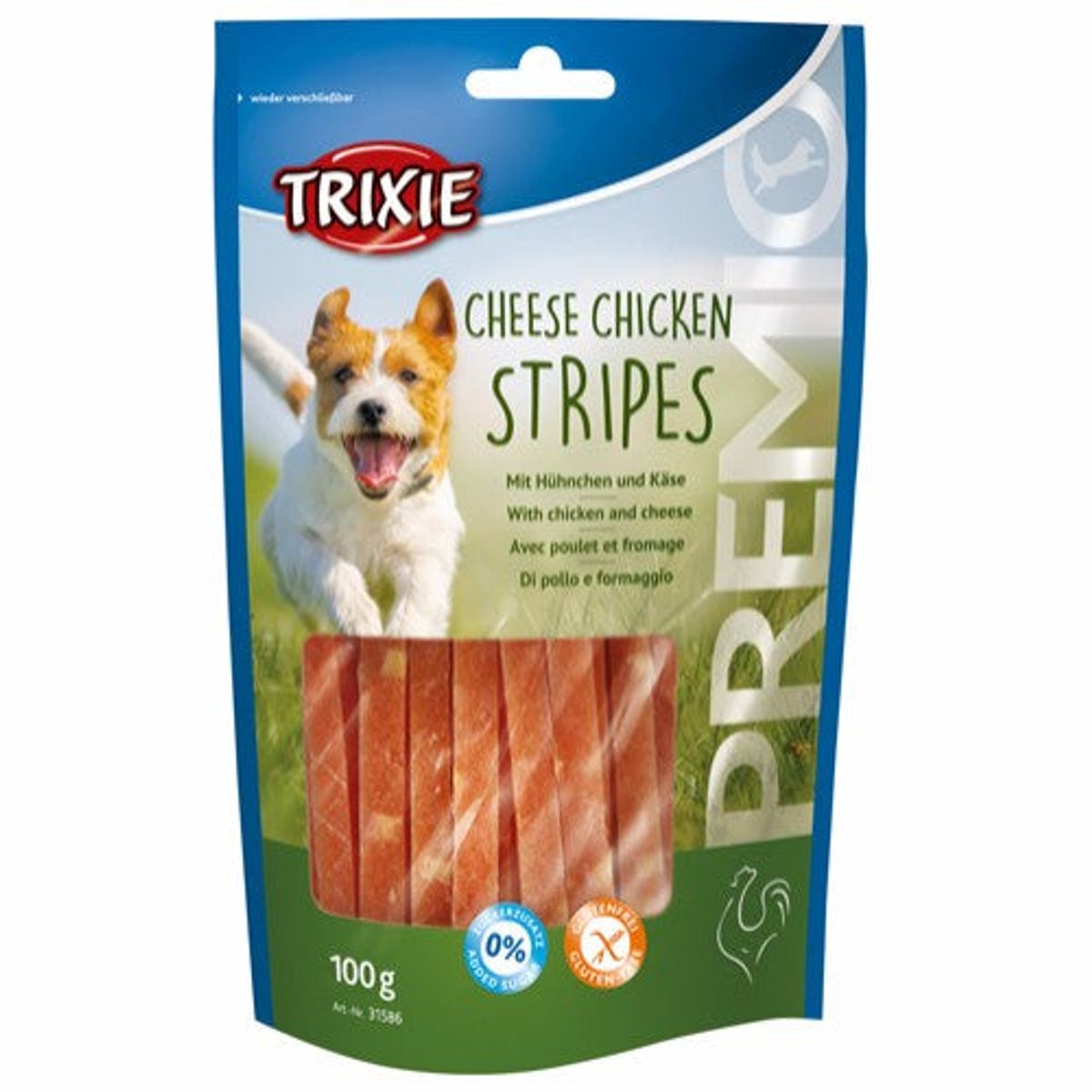 Eldorado - Trixie Premio Cheese Chicken Stripes 100g, Glutenfri - Hundegodbidder