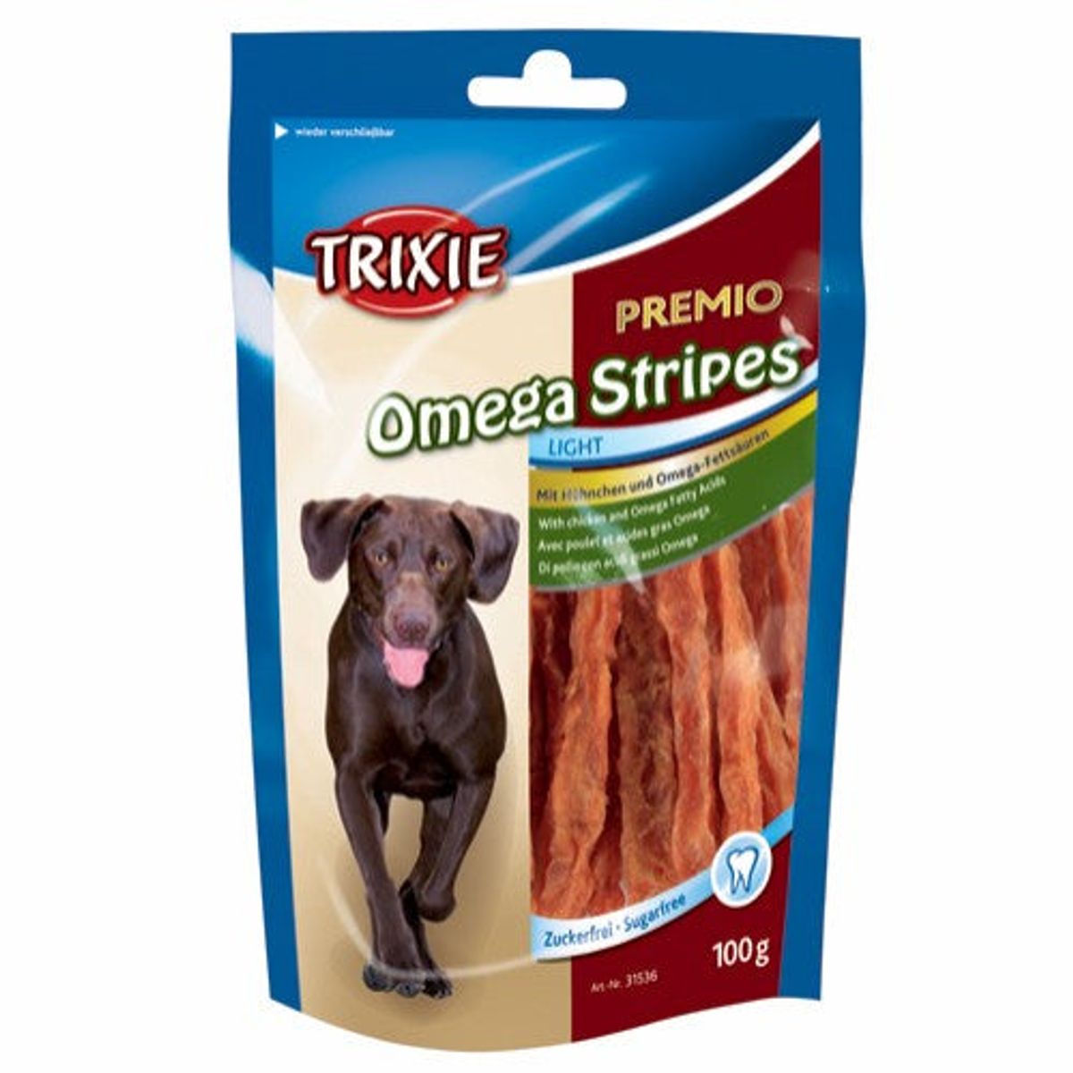 Eldorado - Trixie premio omga stripes 100g, Glutenfri - Hundegodbidder