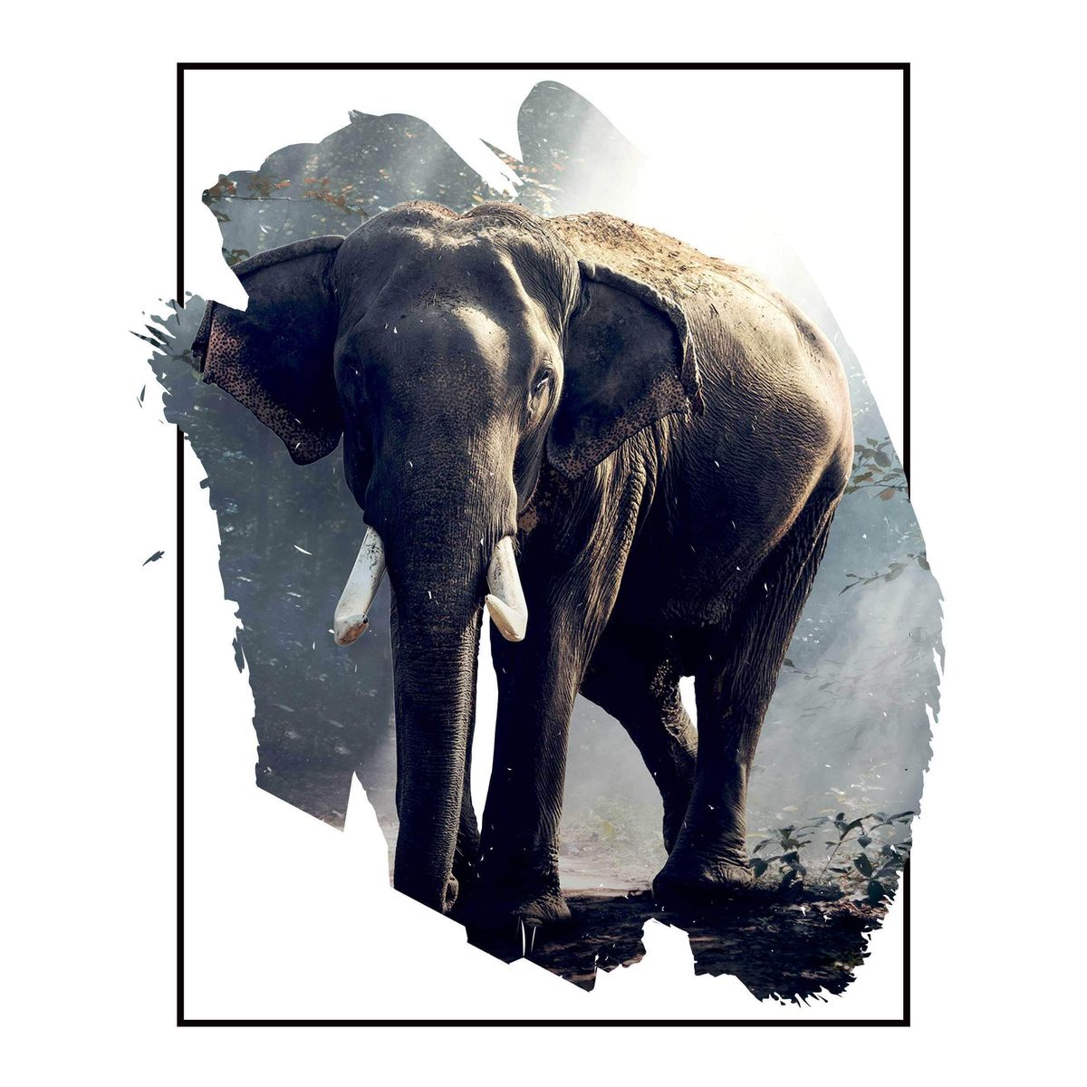 Elefant i skovlysning - Plakat