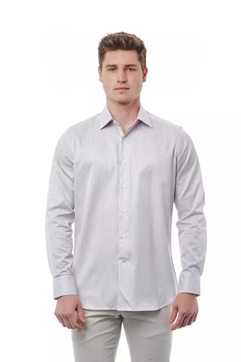 Elegant White Italian Collar Shirt