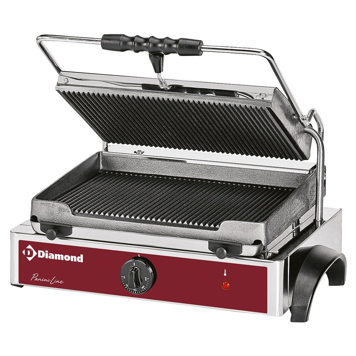 Elektrisk panini grill MEDIUM, ribbede plader