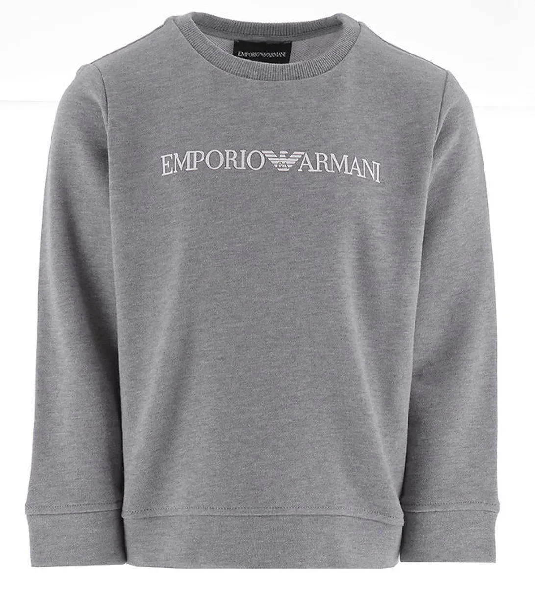 Emporio Armani Sweatshirt - Gråmeleret m. Hvid