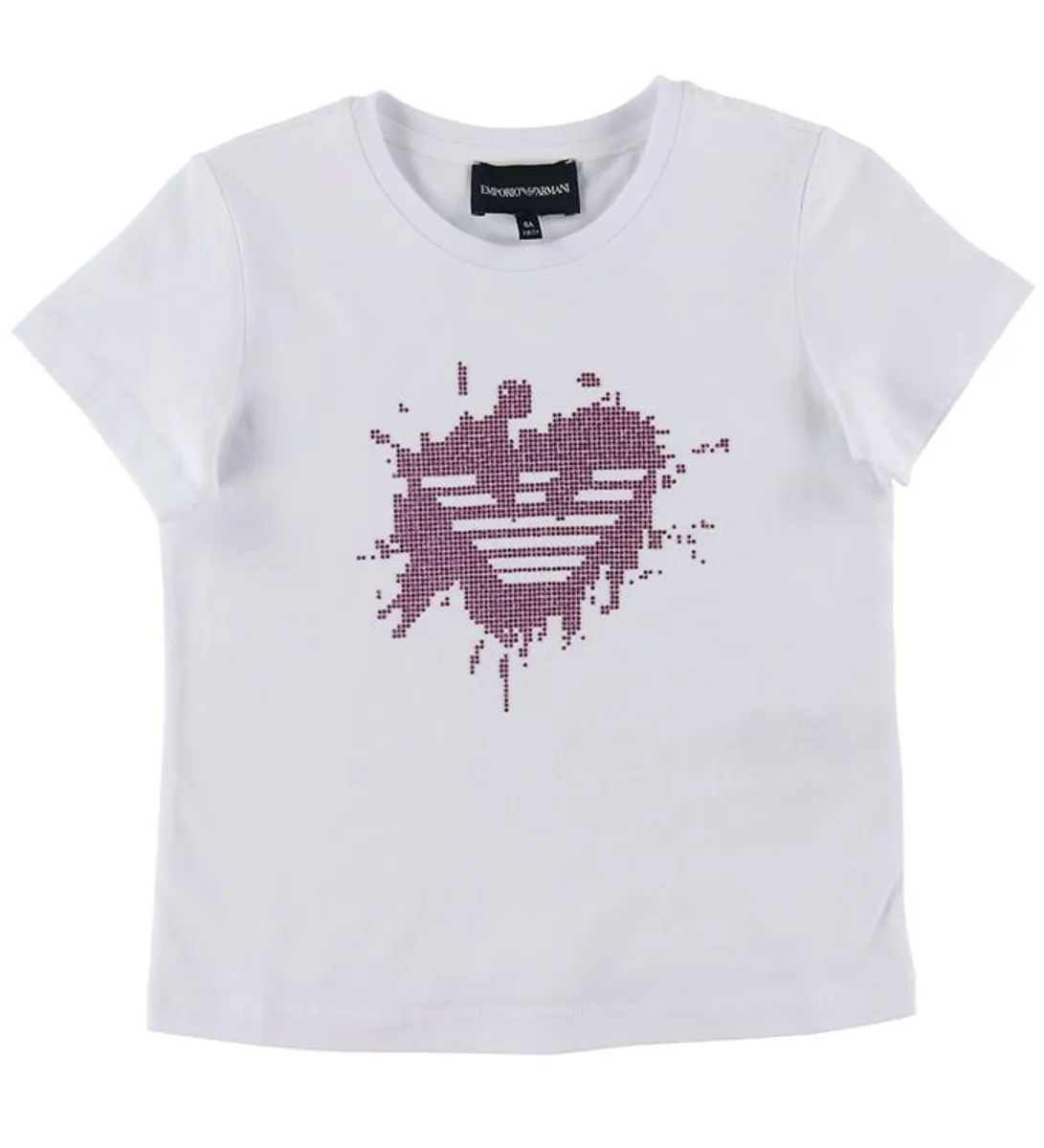 Emporio Armani T-shirt - Hvid m. Pink/Similisten