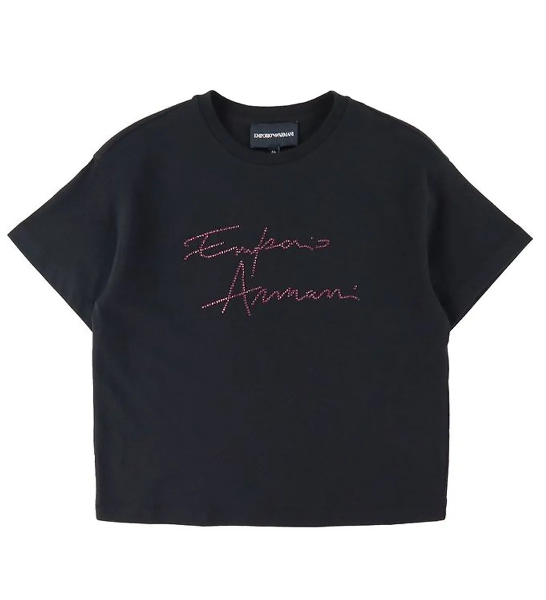 Emporio Armani T-Shirt - Sort m. Pink/Similisten