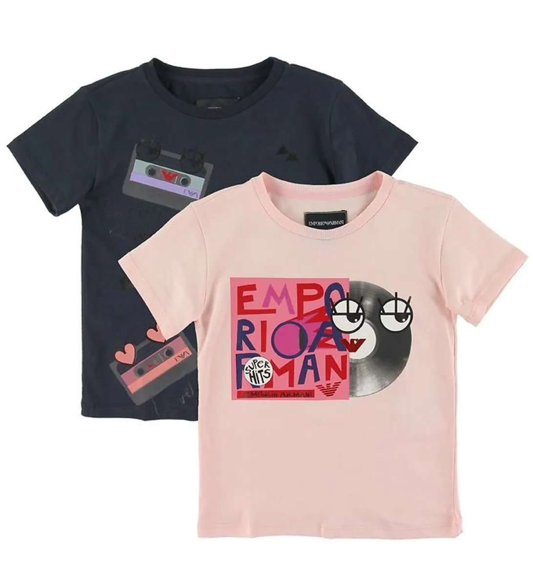 Emporio Armani T-shirts - 2-pak - Navy/Rosa m. Print