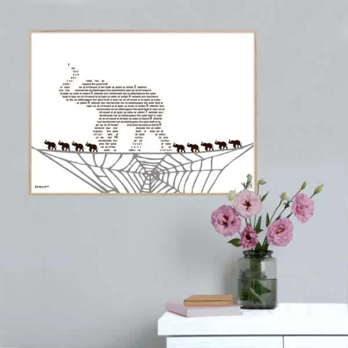 En elefant kom marcherende - børneplakat - 30 x 21 cm / Small / vandret