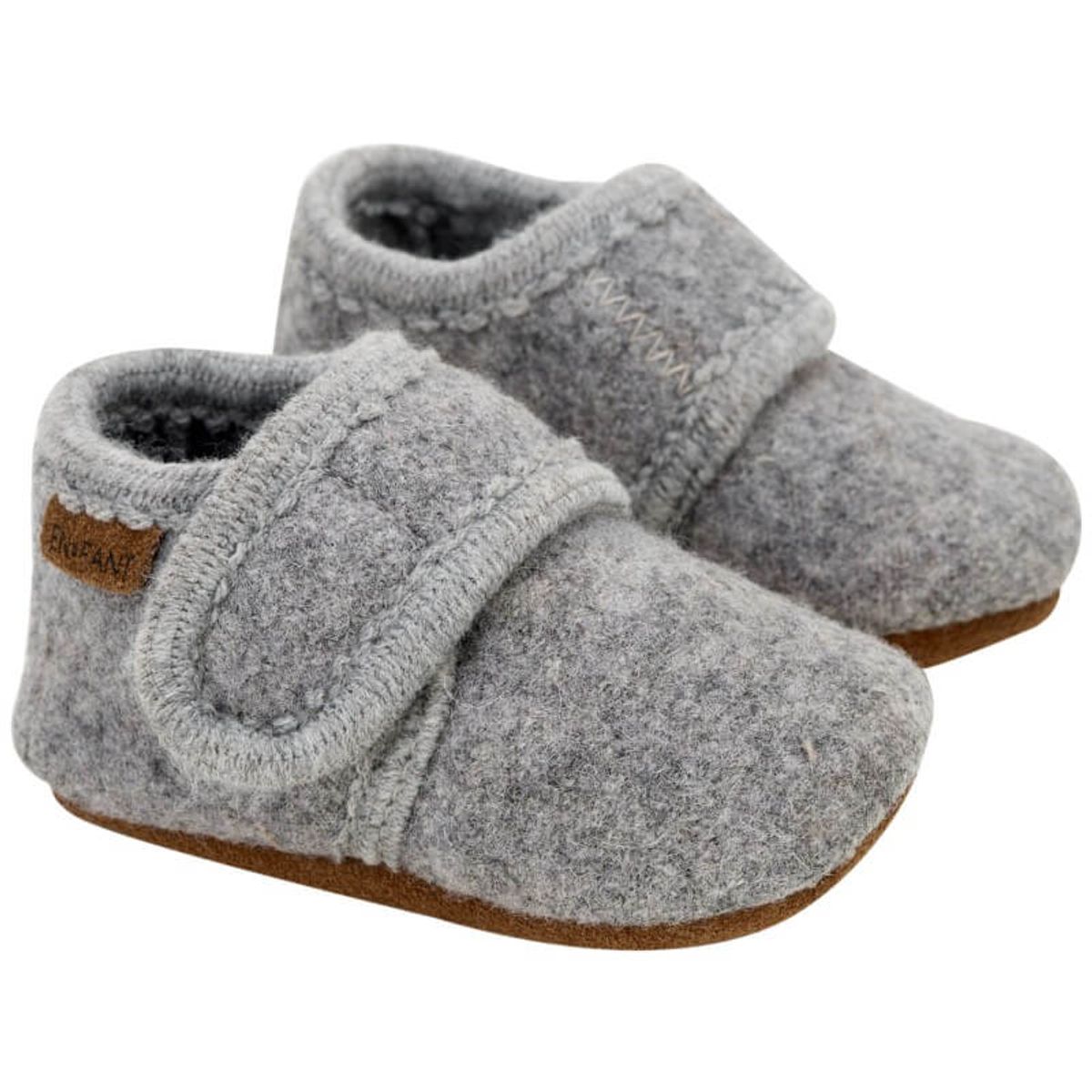 En Fant - Baby Uld Sko Velcro - Grey Melange - 25/26